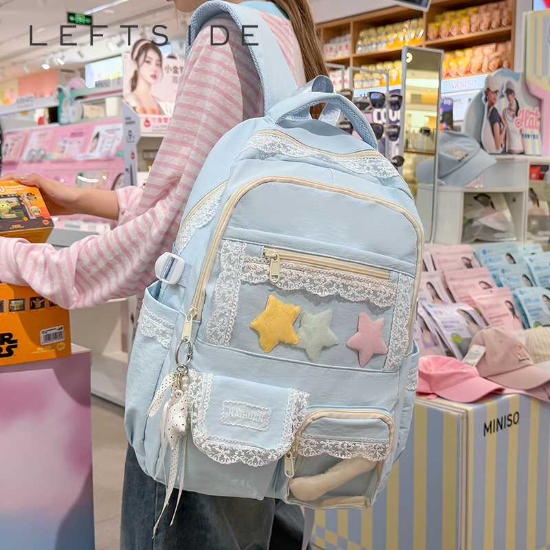 Women Bags 2026 Trends - 여성 레이스 장식 배낭 귀여운 대용량