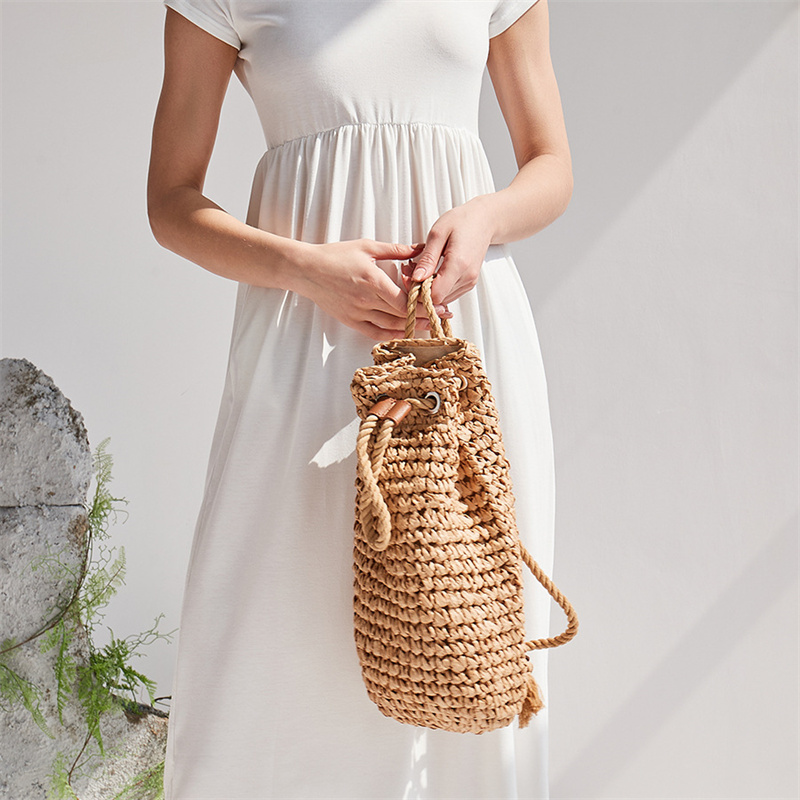 2023 여름 캐주얼 밀짚 배낭 여성 수제 Drawst - Women'S Raffia Bags 리뷰 및 가격