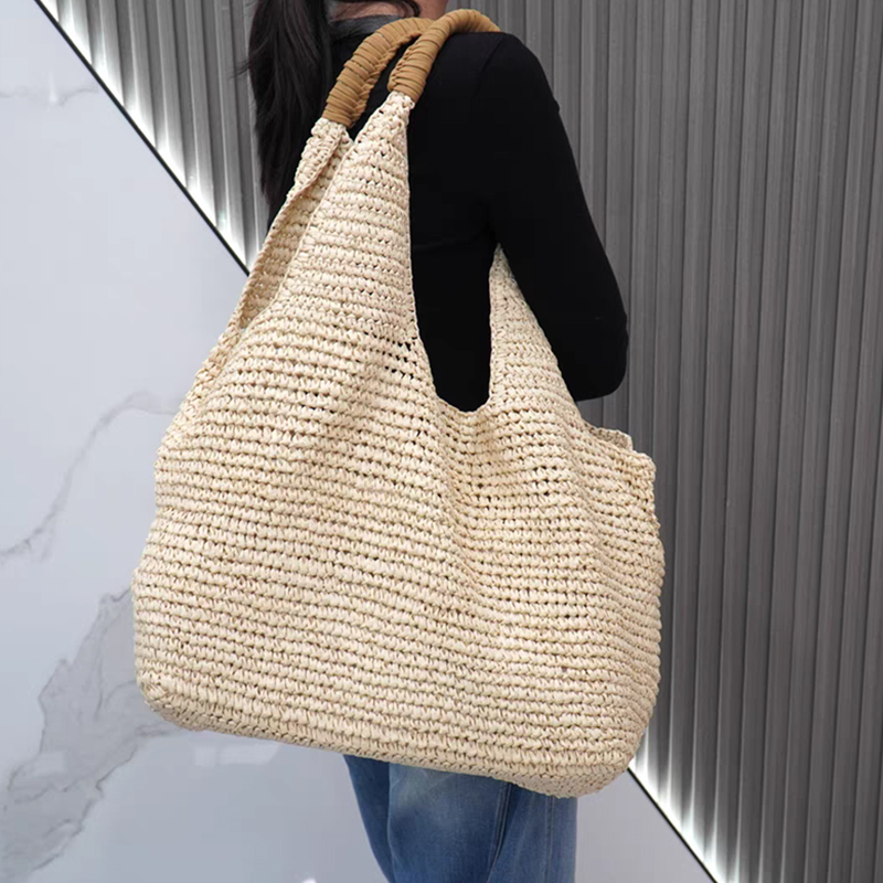 라피아 짚 숄더백, 여성용 대용량 수제 토트백, 우아한 - Women'S Raffia Bags 리뷰 및 가격