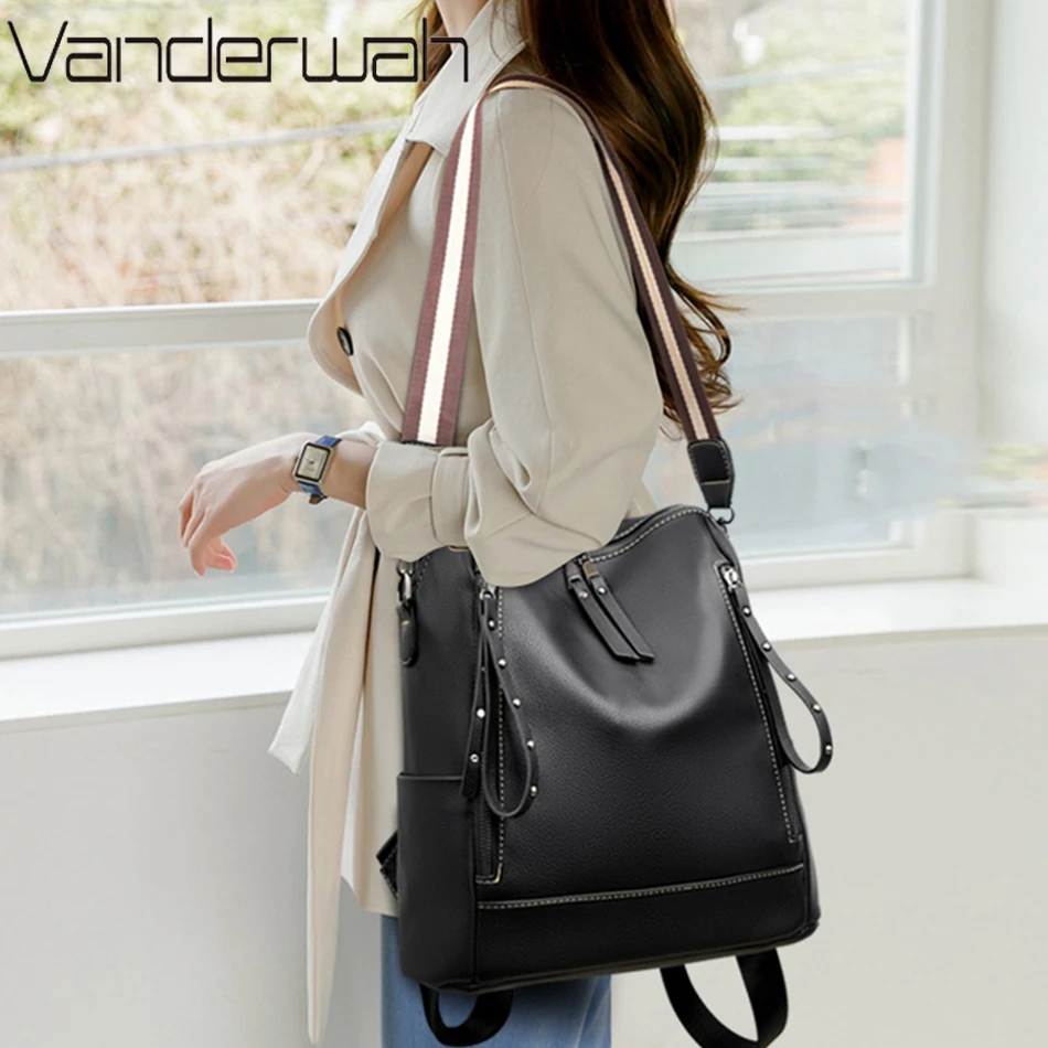 브랜드 럭셔리 배낭 부드러운 가죽 방수 배낭, 프레피  - Women Bags Branded 리뷰 및 가격