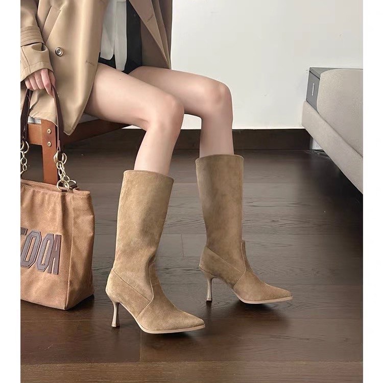 소가죽 미드캘프 모던 부츠 얇은 굽 하이힐 여성 가방  - Women Bags On Sale 리뷰 및 가격