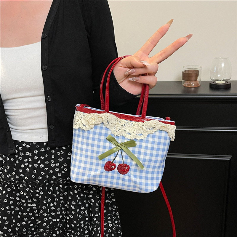 여성용 새 핸드백 한국 체크 무늬 폴카 도트 리본 귀여 - Women Bags Branded 리뷰 및 가격